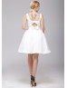Ivory Satin Short Wedding Dress With Bows